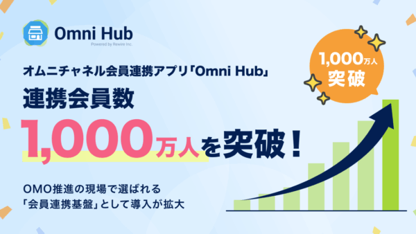オムニチャネル会員連携アプリ「Omni Hub」、連携会員数1,000万人を突破！OMO推進の現場で選ばれる「会員連携基盤」として導入が拡大
