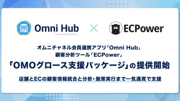 オムニチャネル会員連携アプリ「Omni Hub」、顧客分析ツール「ECPower」と連携し「OMOグロース支援パッケージ」の提供を開始